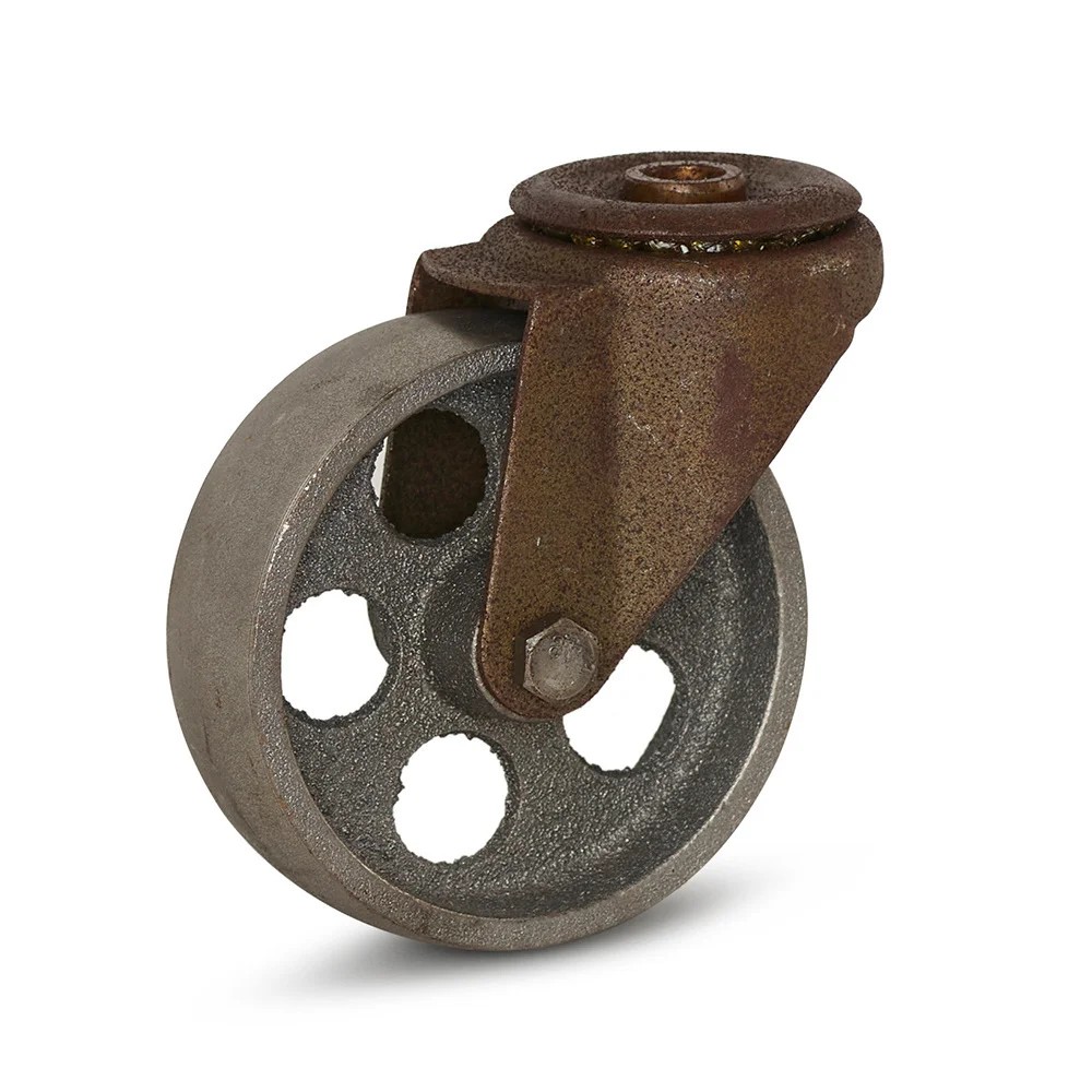 Vintage Design zwenkwiel met centreergat - Onbehandeld staal - 100mm - 90kg Vintage Design zwenkwiel met centreergat - Onbehandeld staal - 100mm - 90kg