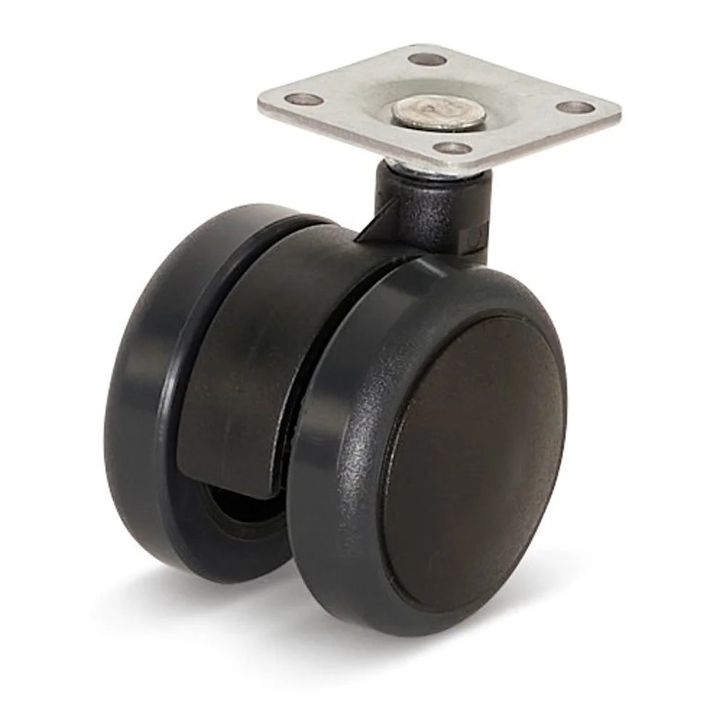 Meubelwiel premium 50mm diameter, PU loopvlak, topplaat 36,5x36,5mm