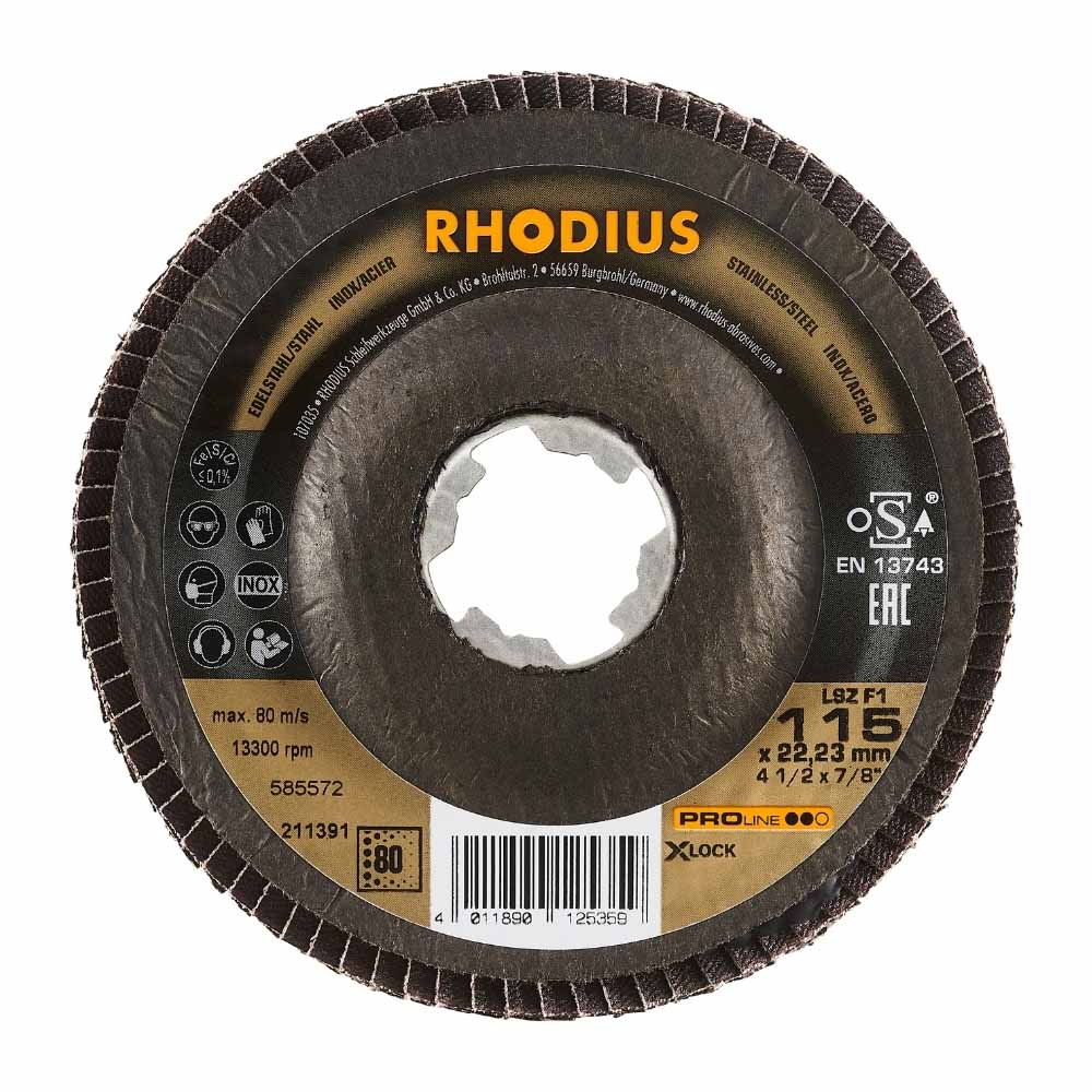 Rhodius Lamellenschijf Pro 115mm K80 X-Lock LSZ F1 Rhodius Lamellenschijf Pro 115mm K80 X-Lock LSZ F1
