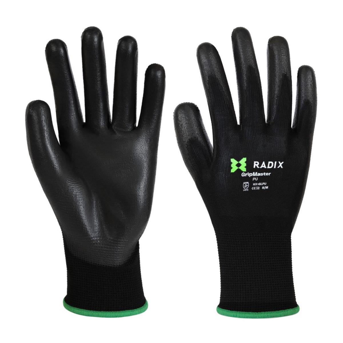 Radix GripMaster Werkhandschoenen PU Black M8 / M