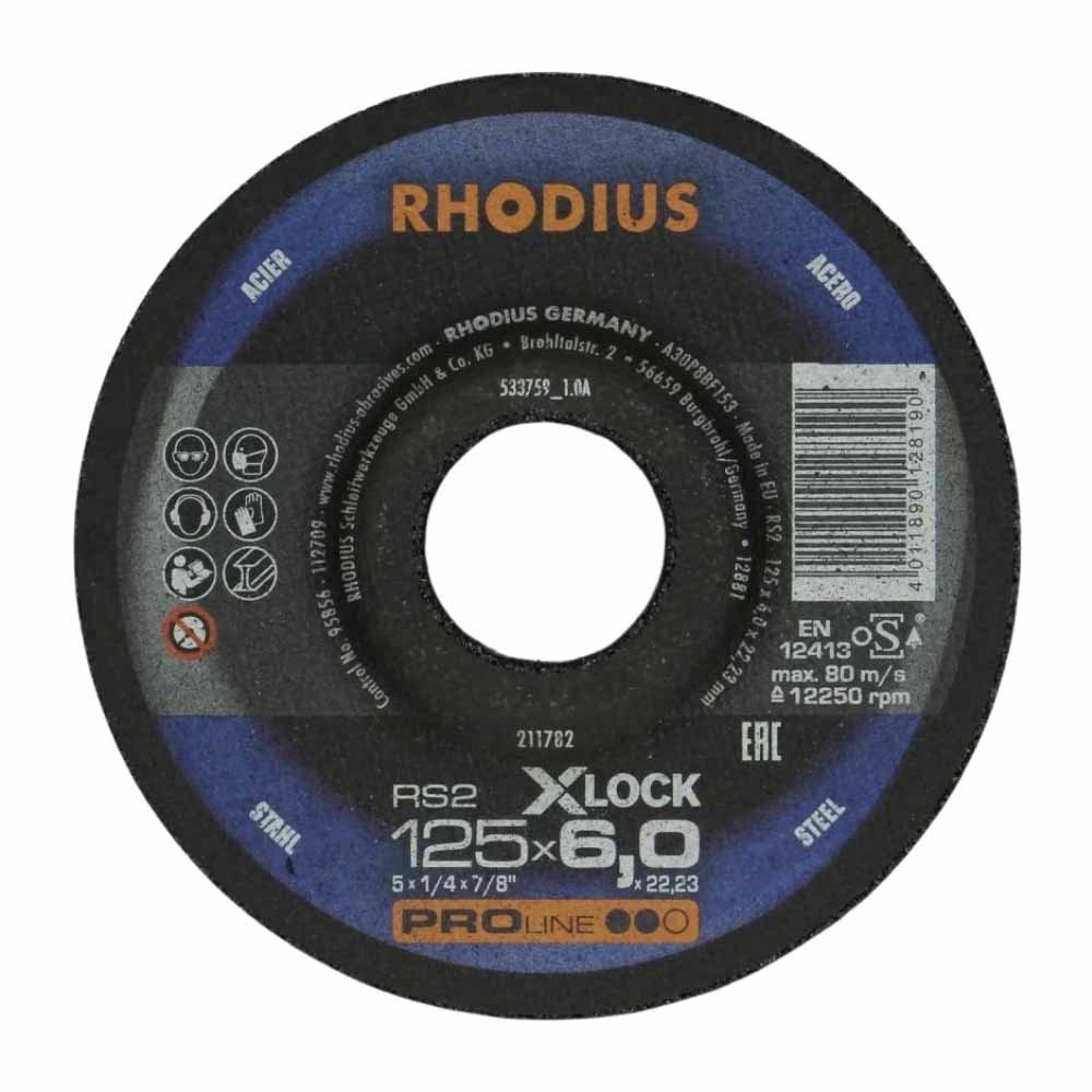 Rhodius Afbraamschijf Metaal Pro 125 x 6,0 x 22,23 mm X-Lock RS2 Rhodius Afbraamschijf Metaal Pro 125 x 6,0 x 22,23 mm X-Lock RS2