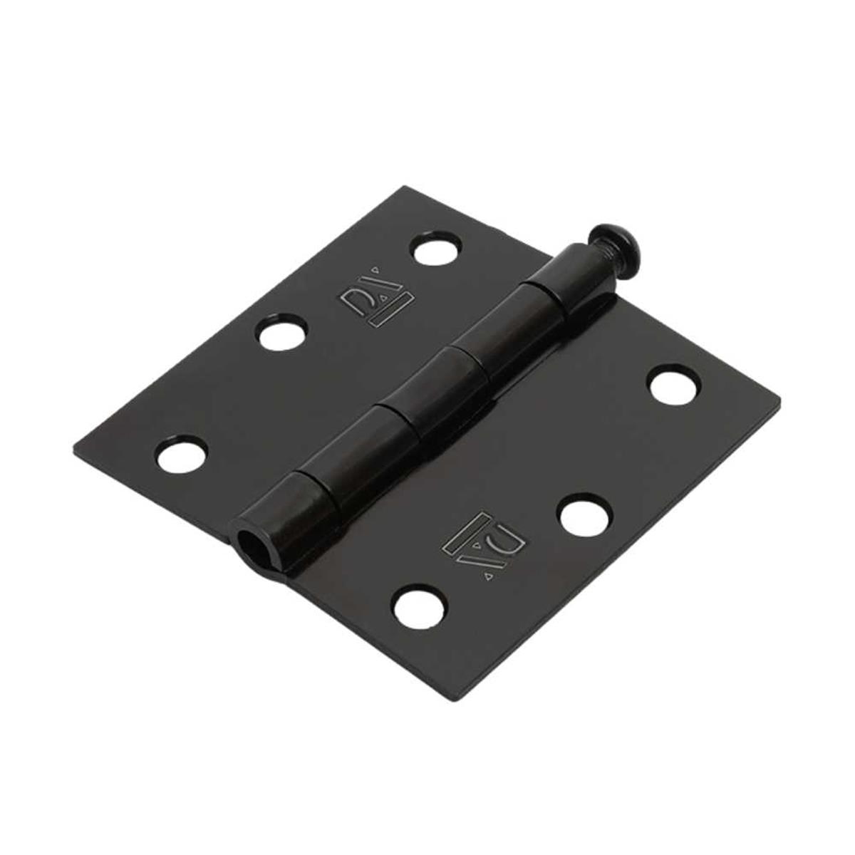 Stalen scharnier rechte hoeken 76x76mm - Losse pen - Zwart gecoat