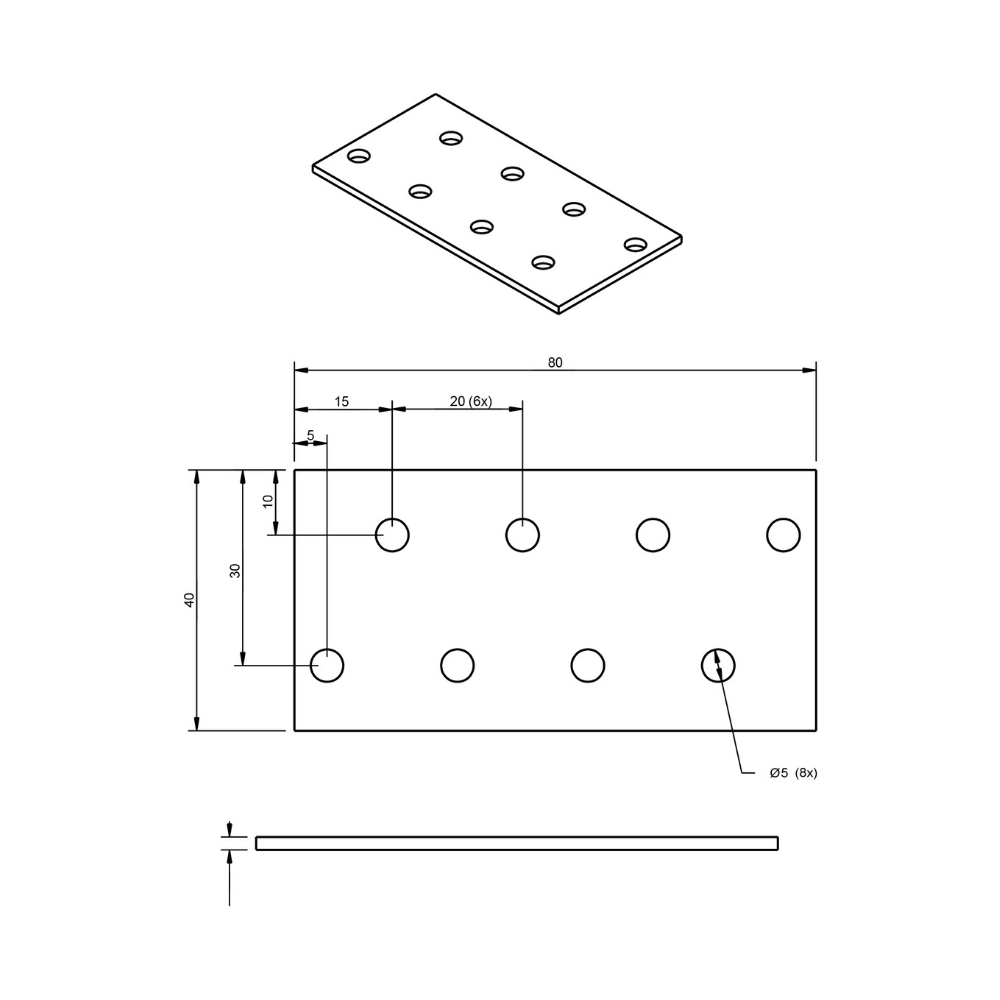 Koppelplaat 40 x 80 x 2 mm verzinkt | FixMasters Koppelplaat 40 x 80 x 2 mm verzinkt | FixMasters