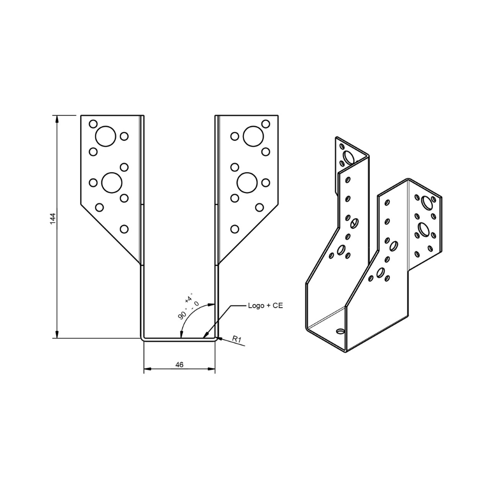 Raveeldrager zwaar 335/46 x 144 mm | FixMasters Raveeldrager zwaar 335/46 x 144 mm | FixMasters
