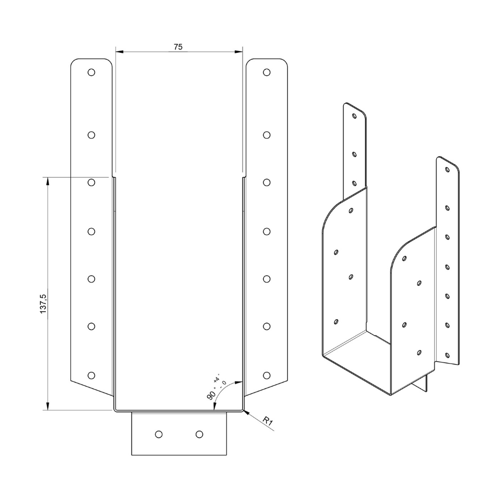 Raveeldrager met strip 225/75 x 137 mm | FixMasters Raveeldrager met strip 225/75 x 137 mm | FixMasters