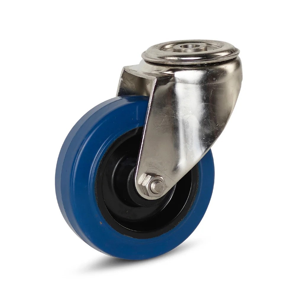 RVS zwenkwiel elastisch rubber - Ø100mm - draagkracht 100kg RVS zwenkwiel elastisch rubber - Ø100mm - draagkracht 100kg