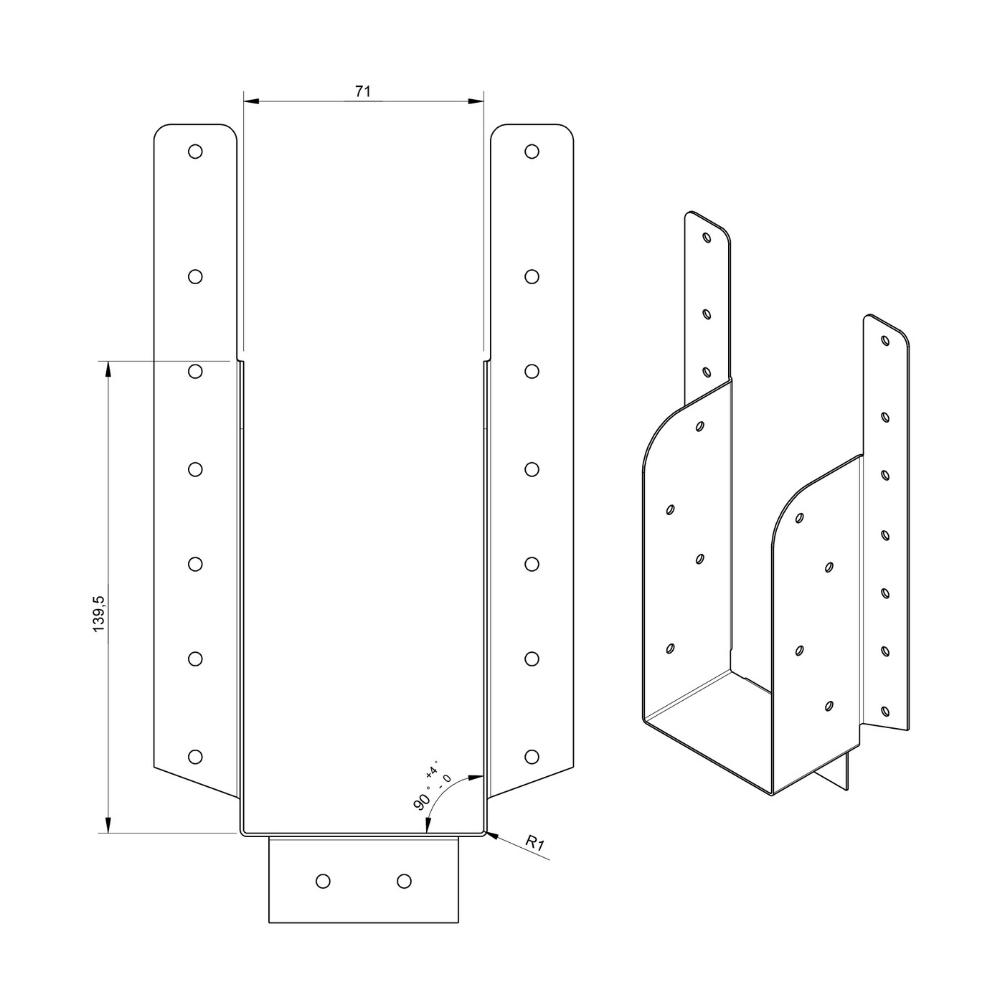 Raveeldrager met strip 225/71 x 139 mm | FixMasters