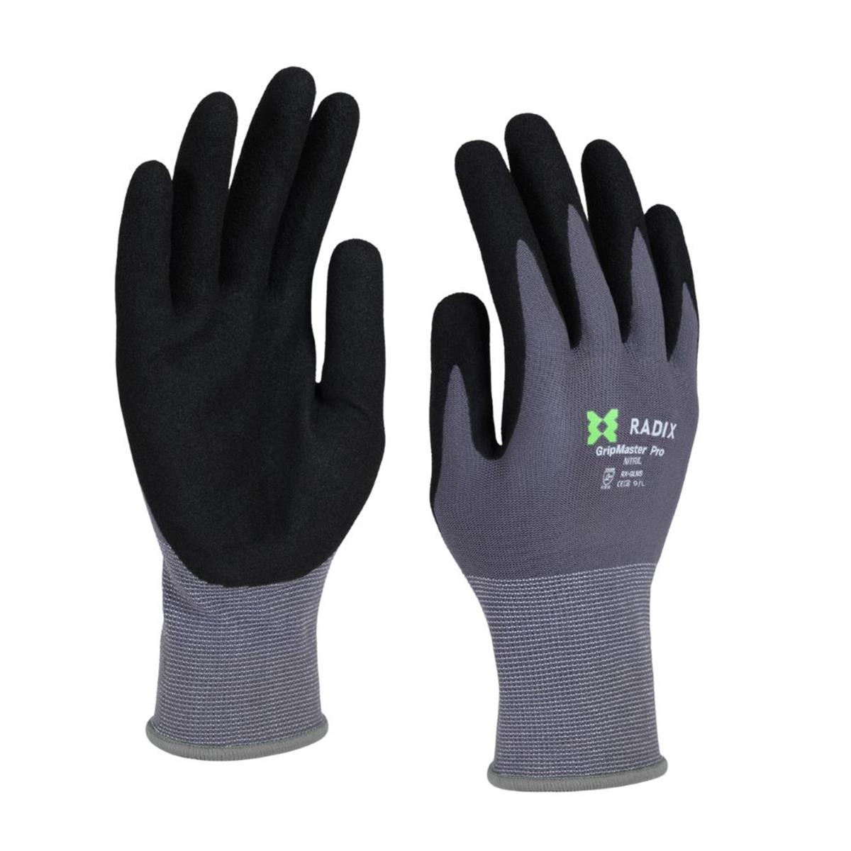 Radix GripMaster Pro Werkhandschoenen - Nitril Sandy Coating - Zwart/Grijs - Maat M9/L Radix GripMaster Pro Werkhandschoenen - Nitril Sandy Coating - Zwart/Grijs - Maat M9/L