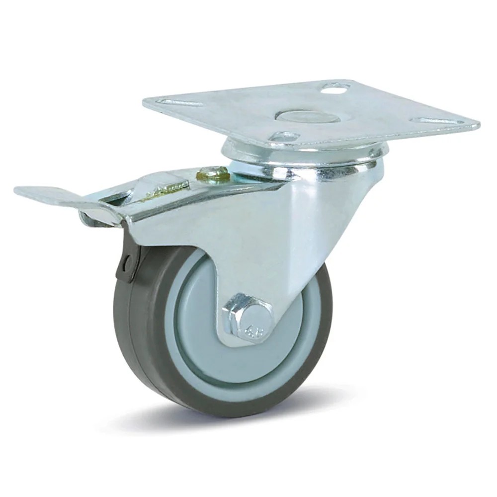 Zwenkwiel geremd met topplaat 50mm - draagkracht 40kg Zwenkwiel geremd met topplaat 50mm - draagkracht 40kg