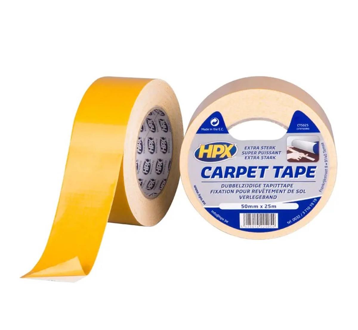 HPX - Dubbelzijdige tapijttape - wit - 50mm x 25m HPX - Dubbelzijdige tapijttape - wit - 50mm x 25m