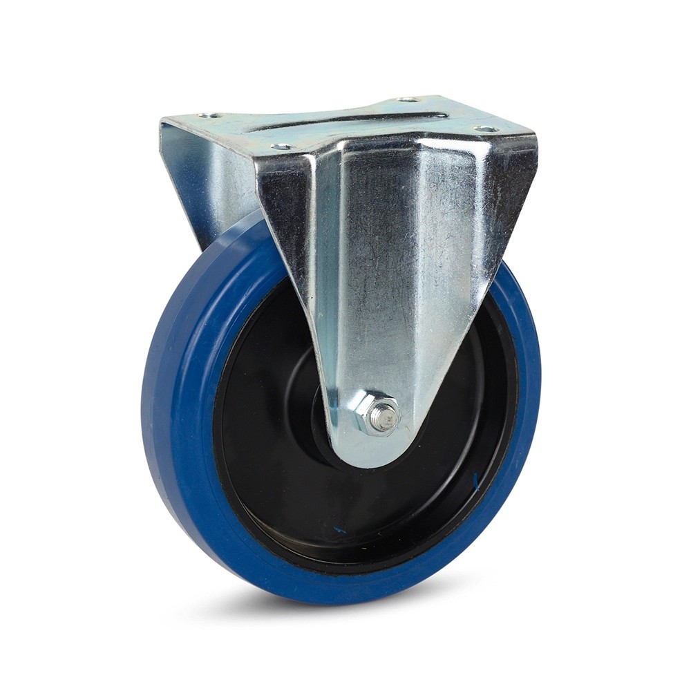 Blauw elastisch rubber bokwiel 200mm - 350kg Blauw elastisch rubber bokwiel 200mm - 350kg