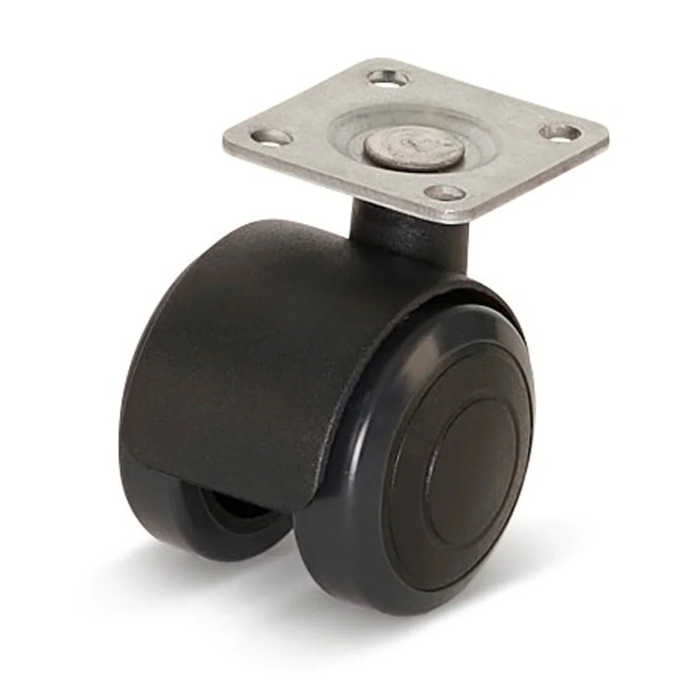 Premium meubelwiel, met kap, 40mm, PU met topplaat 36,5x36,5mm