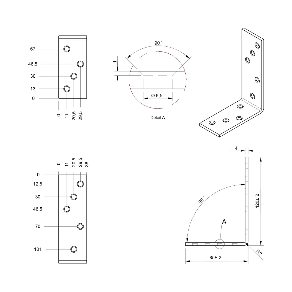 Versterkingshoek 75 x 40 x 25 mm verzinkt | FixMasters