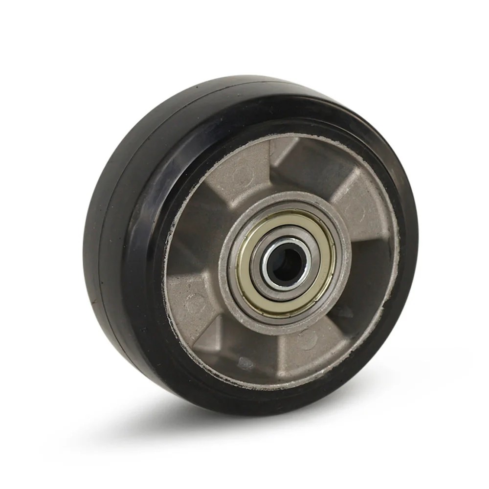 Elastisch rubber wiel zwart - Ø125mm - draagkracht 300kg Elastisch rubber wiel zwart - Ø125mm - draagkracht 300kg