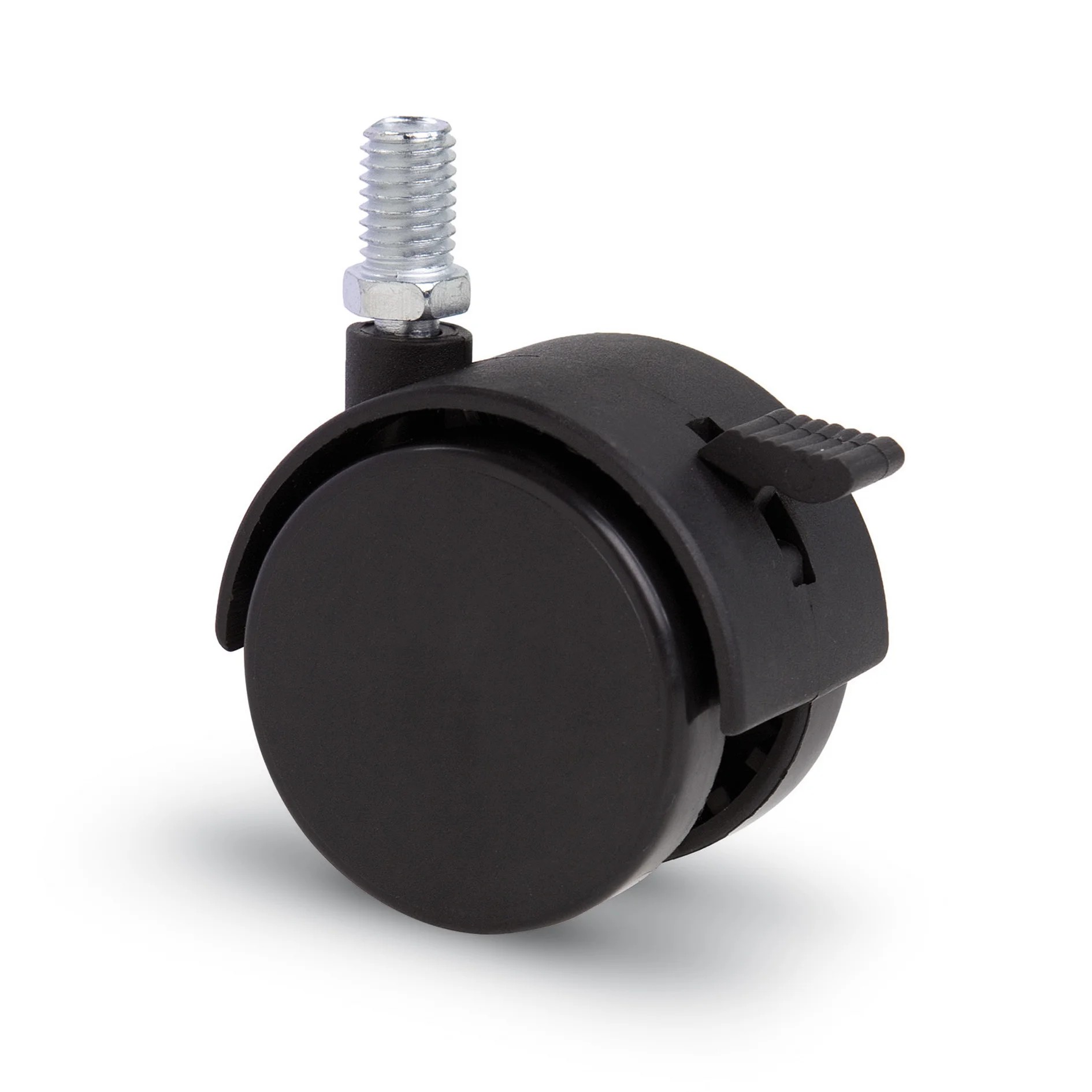 Meubelwiel met kap 50mm Nylon dubbel hard bout M10 geremd Meubelwiel met kap 50mm Nylon dubbel hard bout M10 geremd