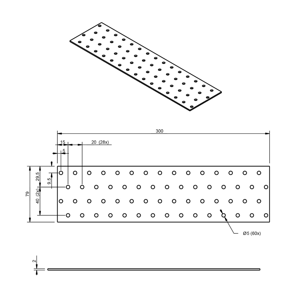 Koppelplaat 80 x 300 x 2 mm verzinkt | FixMasters