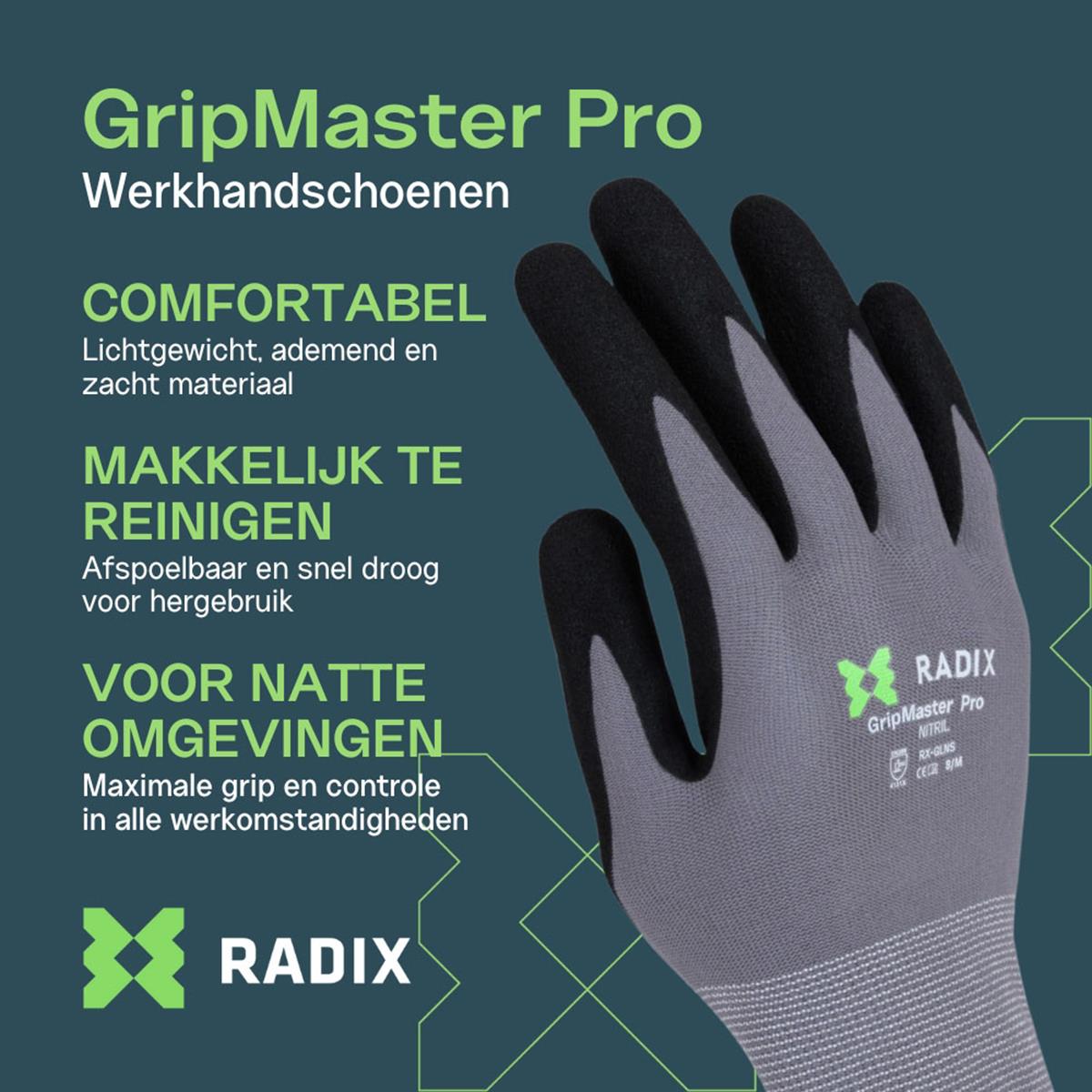 Radix gripmaster Pro werkhandschoenen nitril micro foam | FixMasters