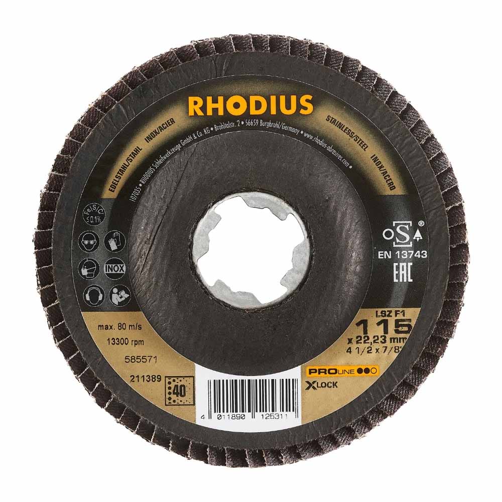 Rhodius Lamellenschijf Pro 115mm K40 X-Lock LSZ F1 Rhodius Lamellenschijf Pro 115mm K40 X-Lock LSZ F1