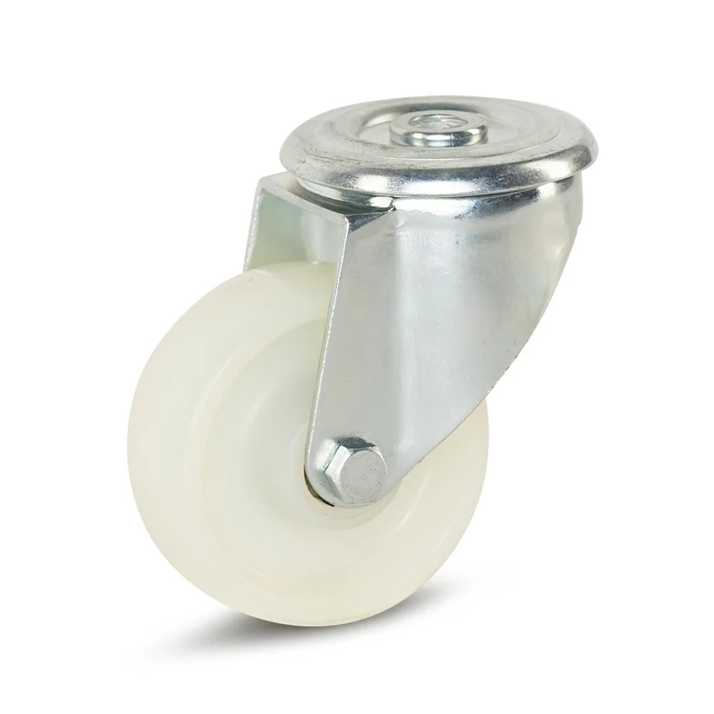 Nylon zwenkwiel met centraal gat - 80mm - 150kg