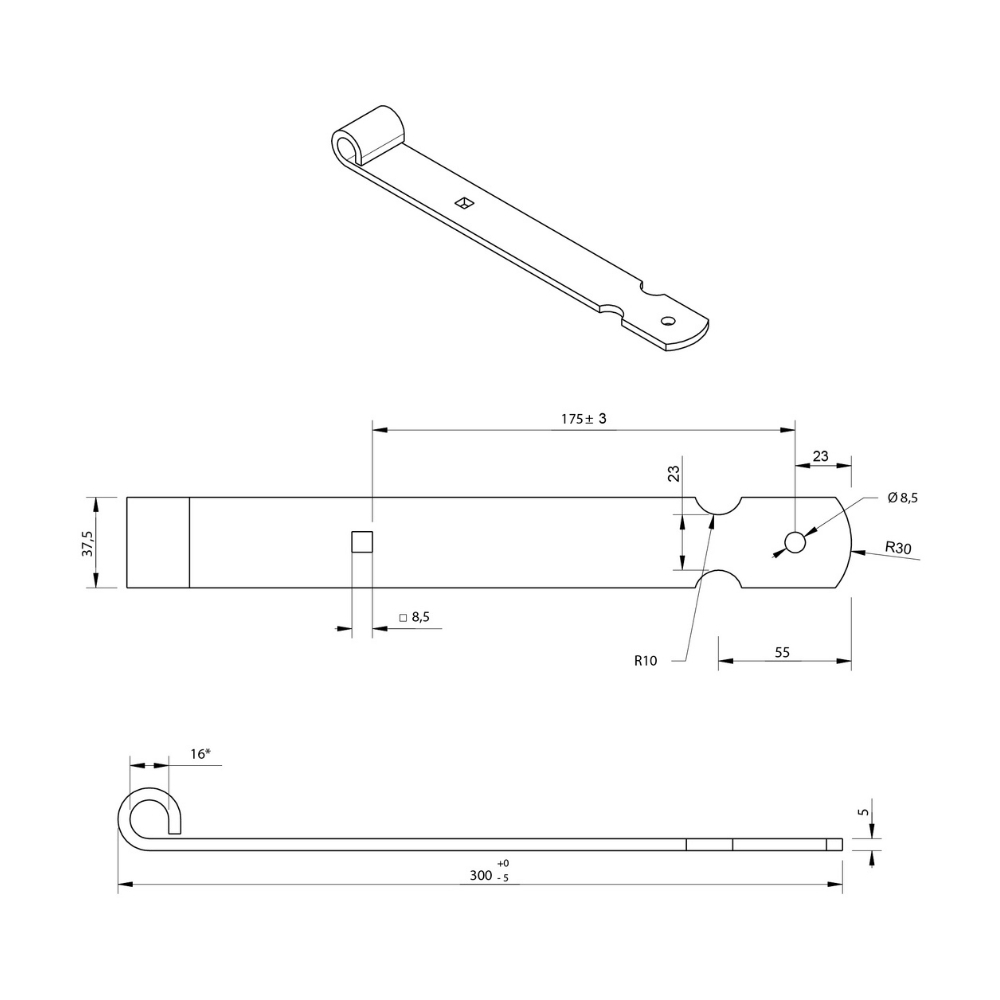 Duimheng rond tbv 16 mm duim 30 cm zwart | FixMasters