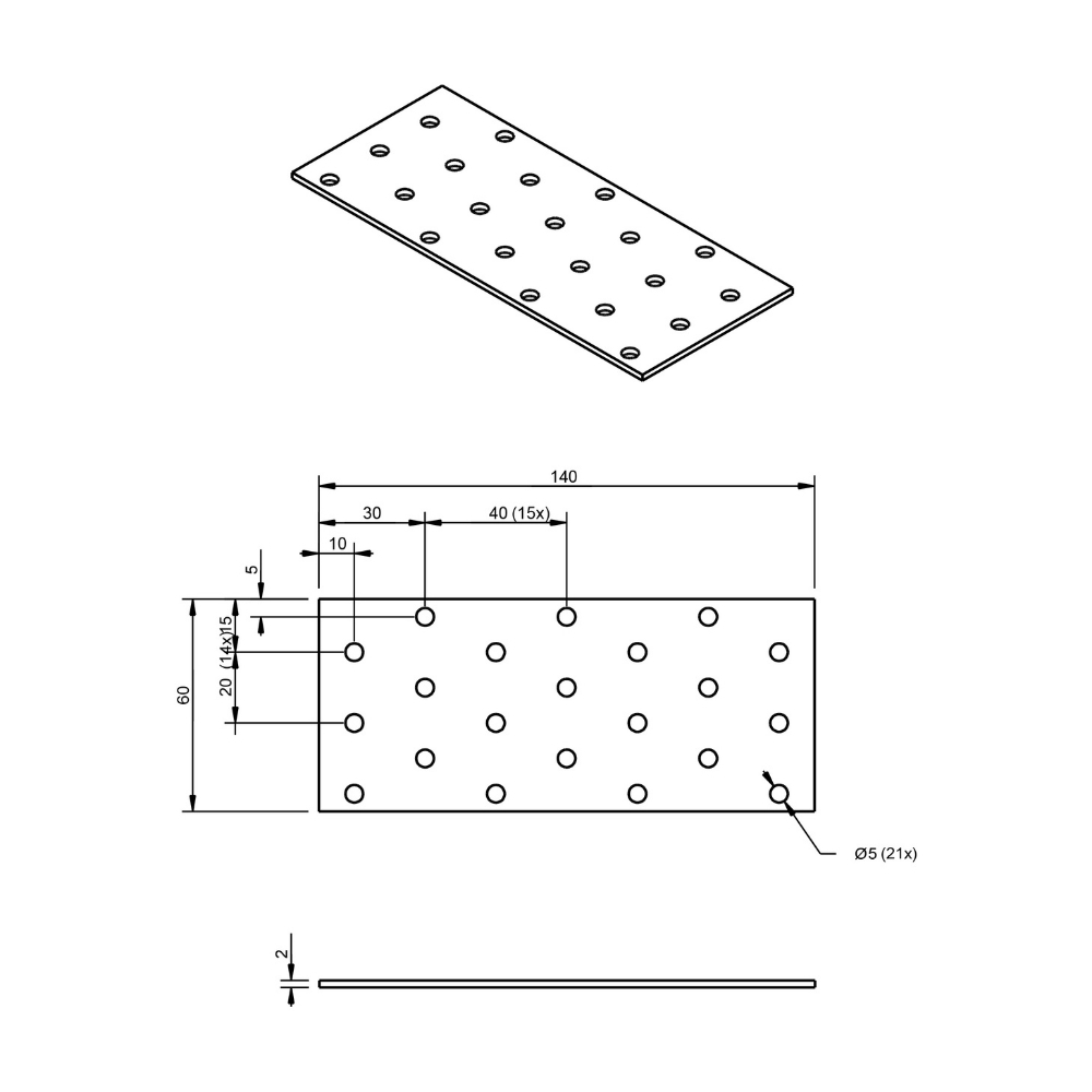 Koppelplaat 60 x 140 x 2 mm verzinkt | FixMasters Koppelplaat 60 x 140 x 2 mm verzinkt | FixMasters