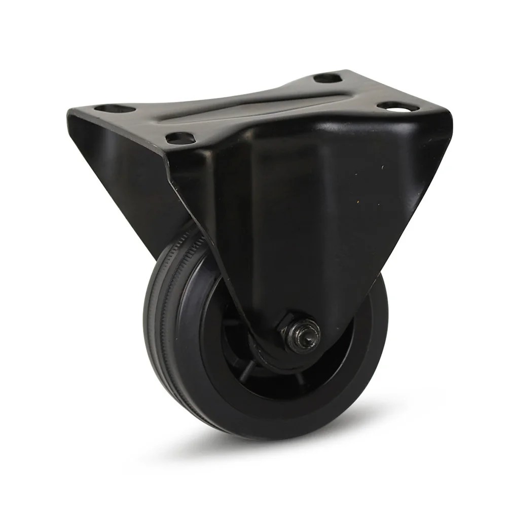 Zwart rubber bokwiel - 80mm - 60kg Zwart rubber bokwiel - 80mm - 60kg