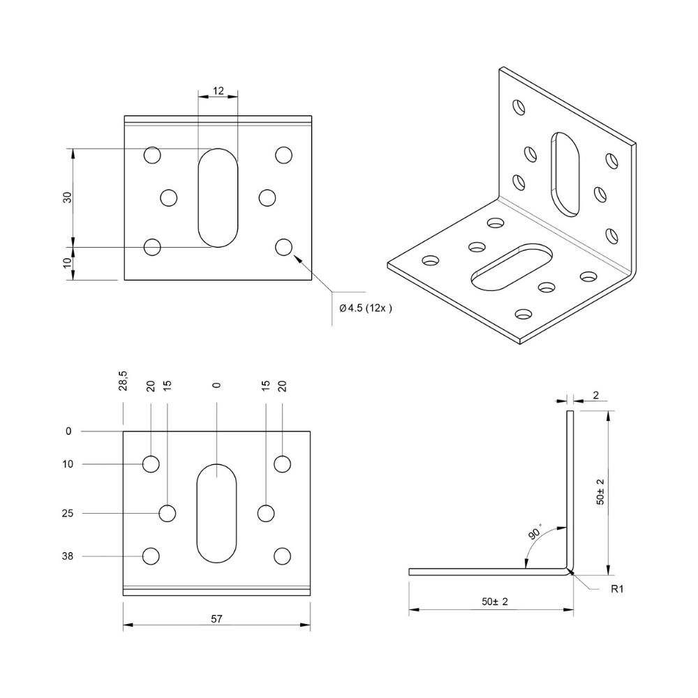 Hoekanker vlak 50 x 50 x 58 x 2.5 mm zwart | FixMasters Hoekanker vlak 50 x 50 x 58 x 2.5 mm zwart | FixMasters