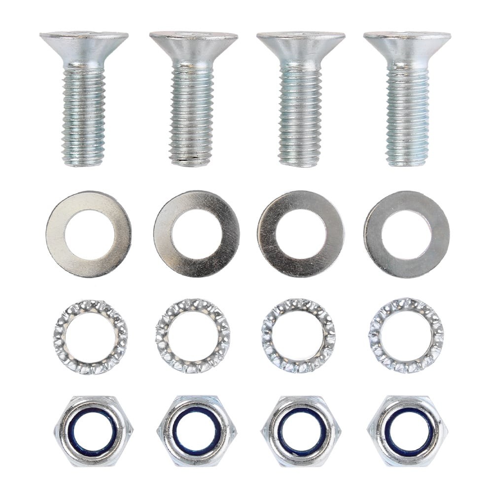 Complete Montageset M12 - 4x Inbusbout - 4x Tandveerring - 4x Zelfborgende moer - 4x Sluitring