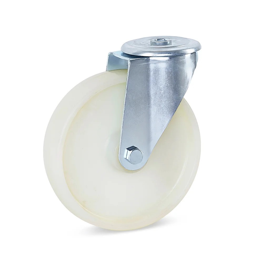 Nylon zwenkwiel met centraal gat - 200mm - 400kg