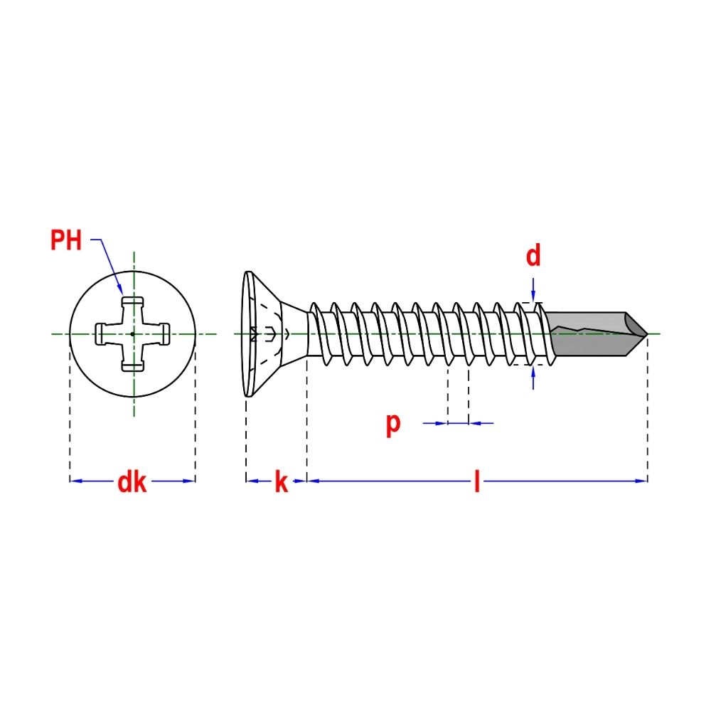 Zelfborende plaatschroeven Phillips 2 platkop 3,5 x 25mm | FixMasters