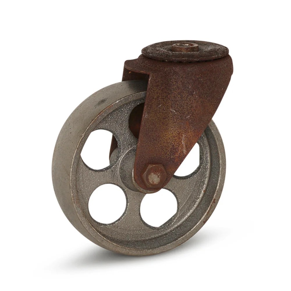 Vintage zwenkwiel zilver 125mm - Gietijzer constructie - 100kg draagkracht Vintage zwenkwiel zilver 125mm - Gietijzer constructie - 100kg draagkracht