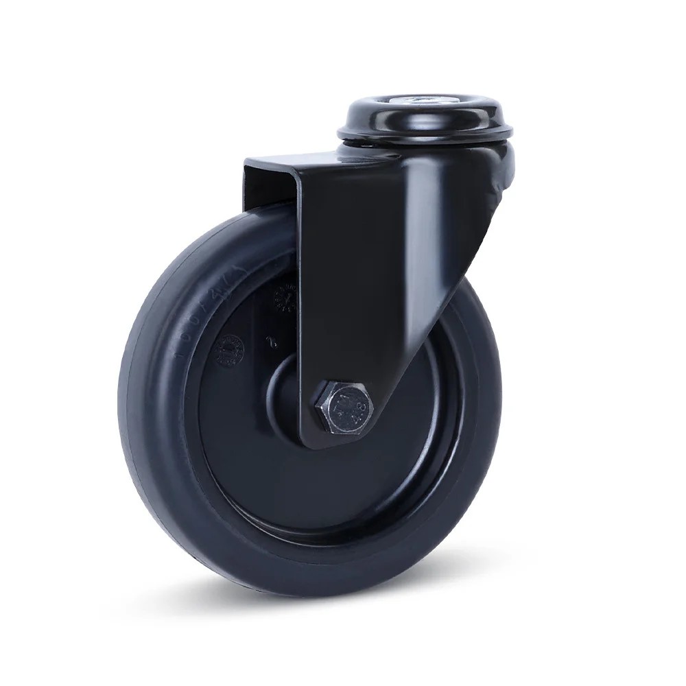 Zwenkwiel zwart TPR 100mm draagkracht 90kg - centraal gat Zwenkwiel zwart TPR 100mm draagkracht 90kg - centraal gat