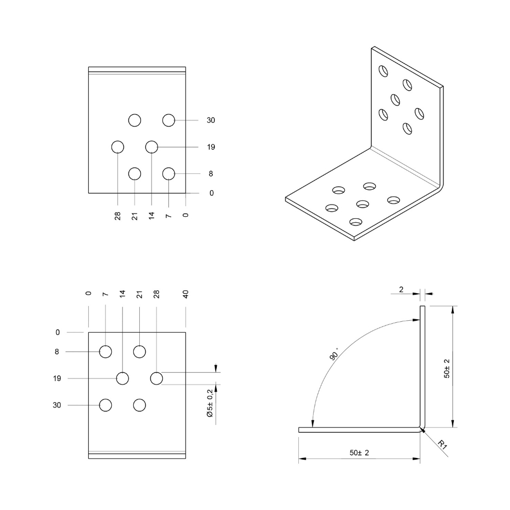 Versterkingshoek 50 x 50 mm verzinkt | FixMasters