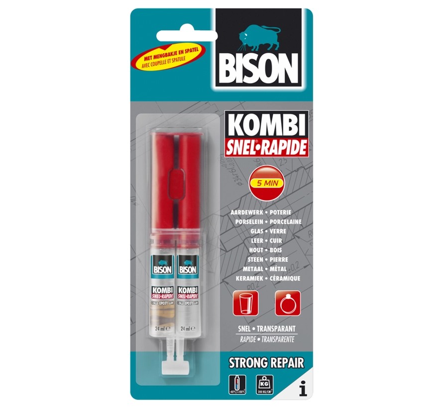 Bison Kombi Snel 2-componenten lijm 24ml Bison Kombi Snel 2-componenten lijm 24ml
