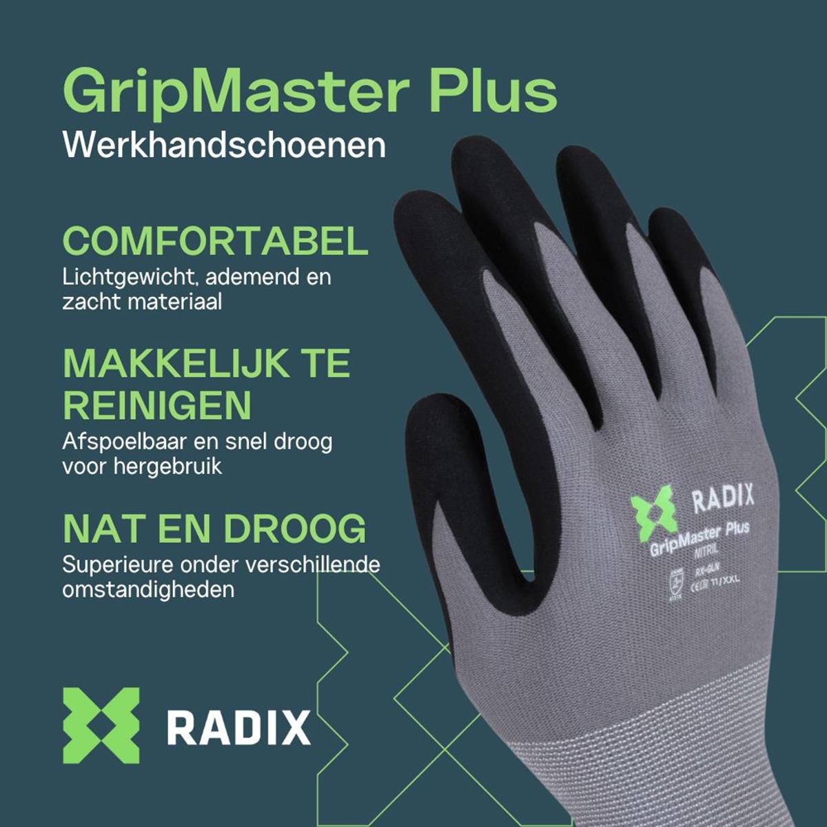 Radix gripmaster Plus werkhandschoenen nitril micro foam | FixMasters Radix gripmaster Plus werkhandschoenen nitril micro foam | FixMasters