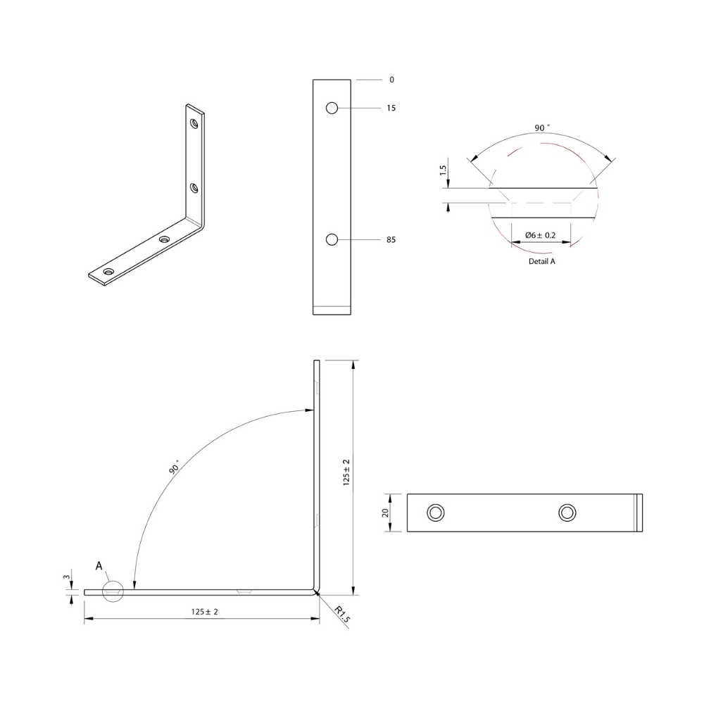 Stoelhoek 125 mm verzinkt | FixMasters