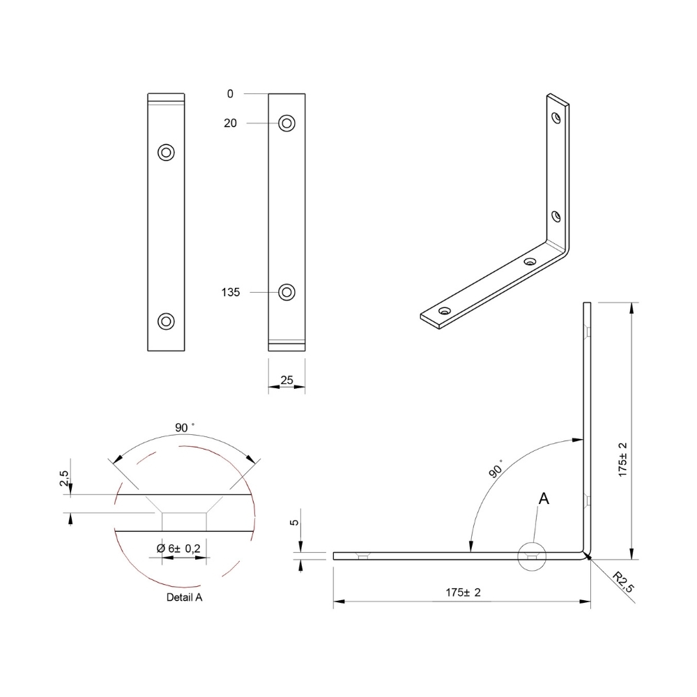 Drempelhoek 175 mm verzinkt | FixMasters