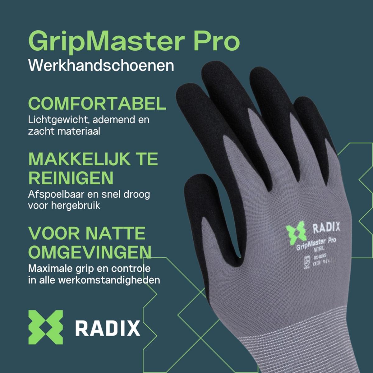 Radix gripmaster Pro werkhandschoenen nitril micro foam | FixMasters