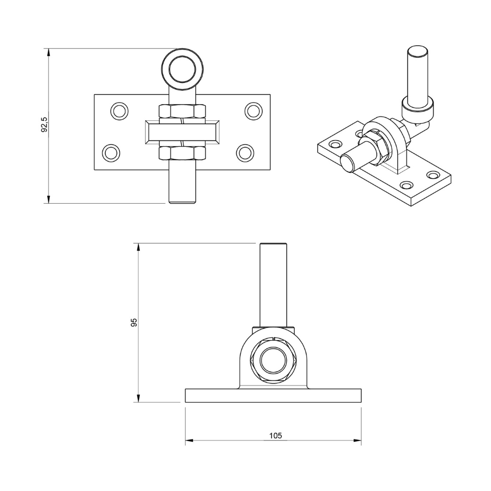 Verstelbare Plaatduim - Galvanisch Verzinkt - 16 mm