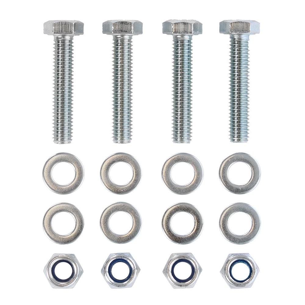 M6 Bevestigingsset - 4 Zeskantbouten + 4 Moeren + 8 Sluitringen M6 Bevestigingsset - 4 Zeskantbouten + 4 Moeren + 8 Sluitringen