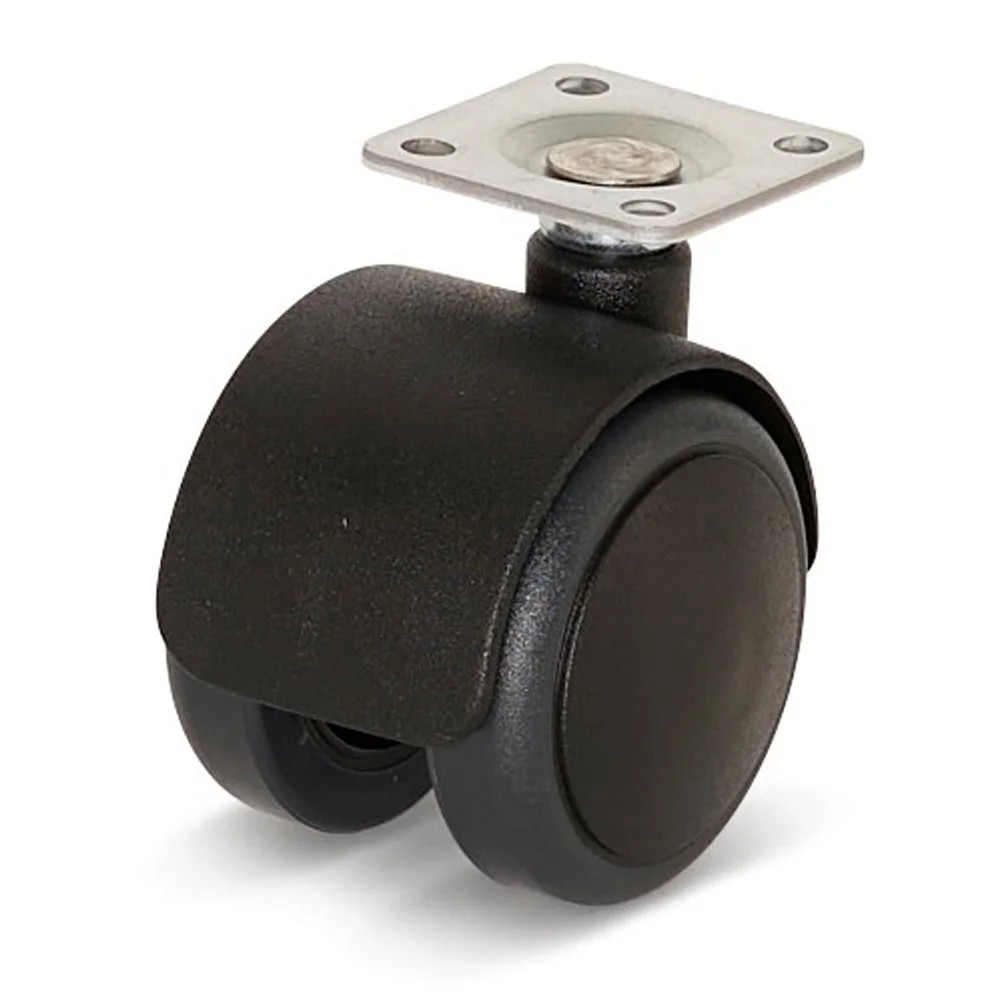 Premium meubelwiel met kap, 50mm, PU met topplaat 36,5x36,5mm Premium meubelwiel met kap, 50mm, PU met topplaat 36,5x36,5mm