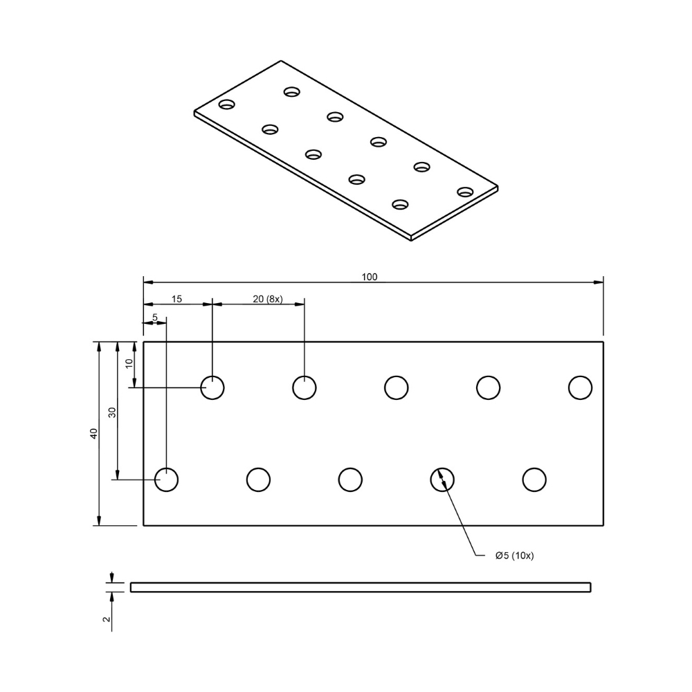 Koppelplaat 40 x 100 x 2 mm verzinkt | FixMasters Koppelplaat 40 x 100 x 2 mm verzinkt | FixMasters