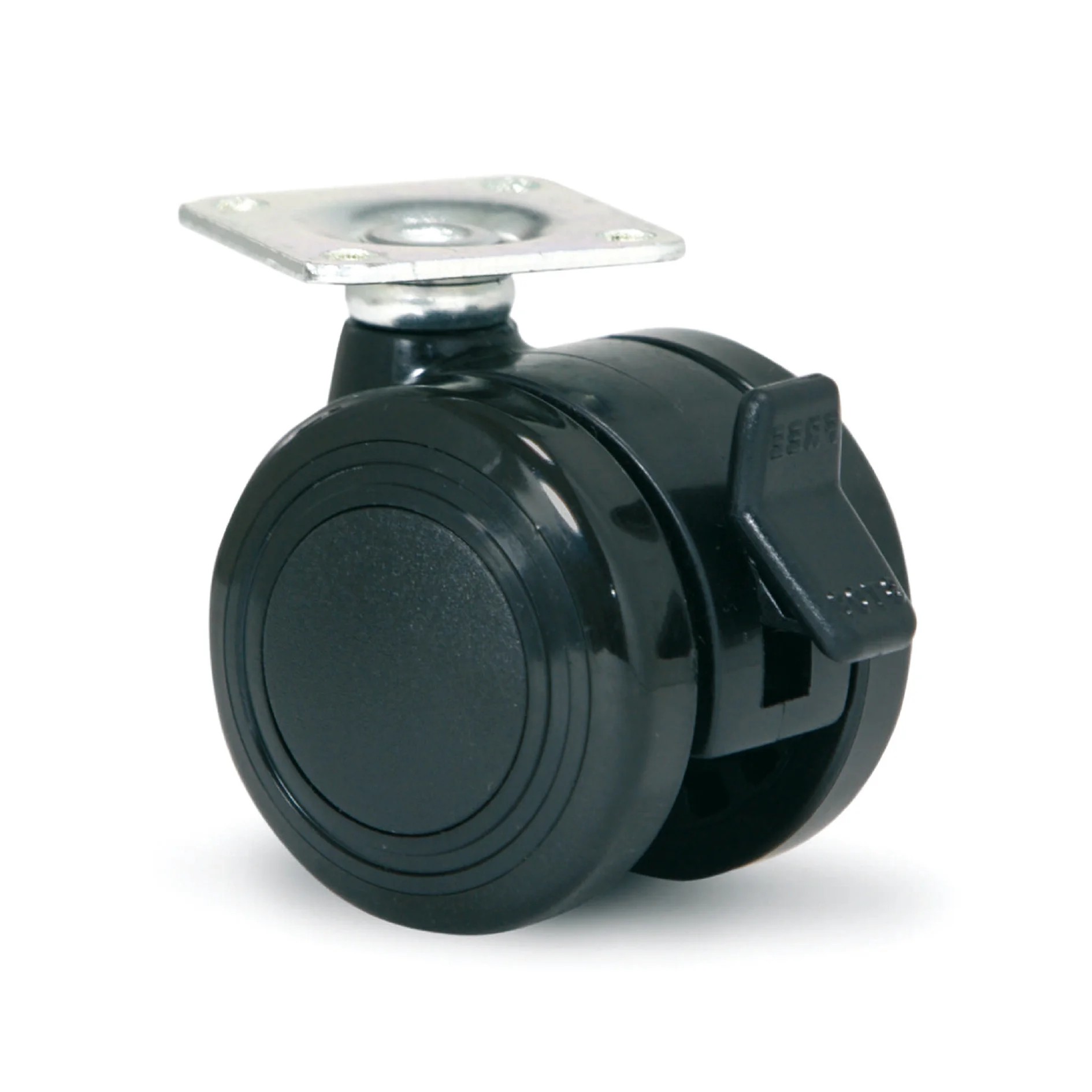 Meubelwiel 40mm PU dubbel soft met plaat 38x38mm geremd Meubelwiel 40mm PU dubbel soft met plaat 38x38mm geremd