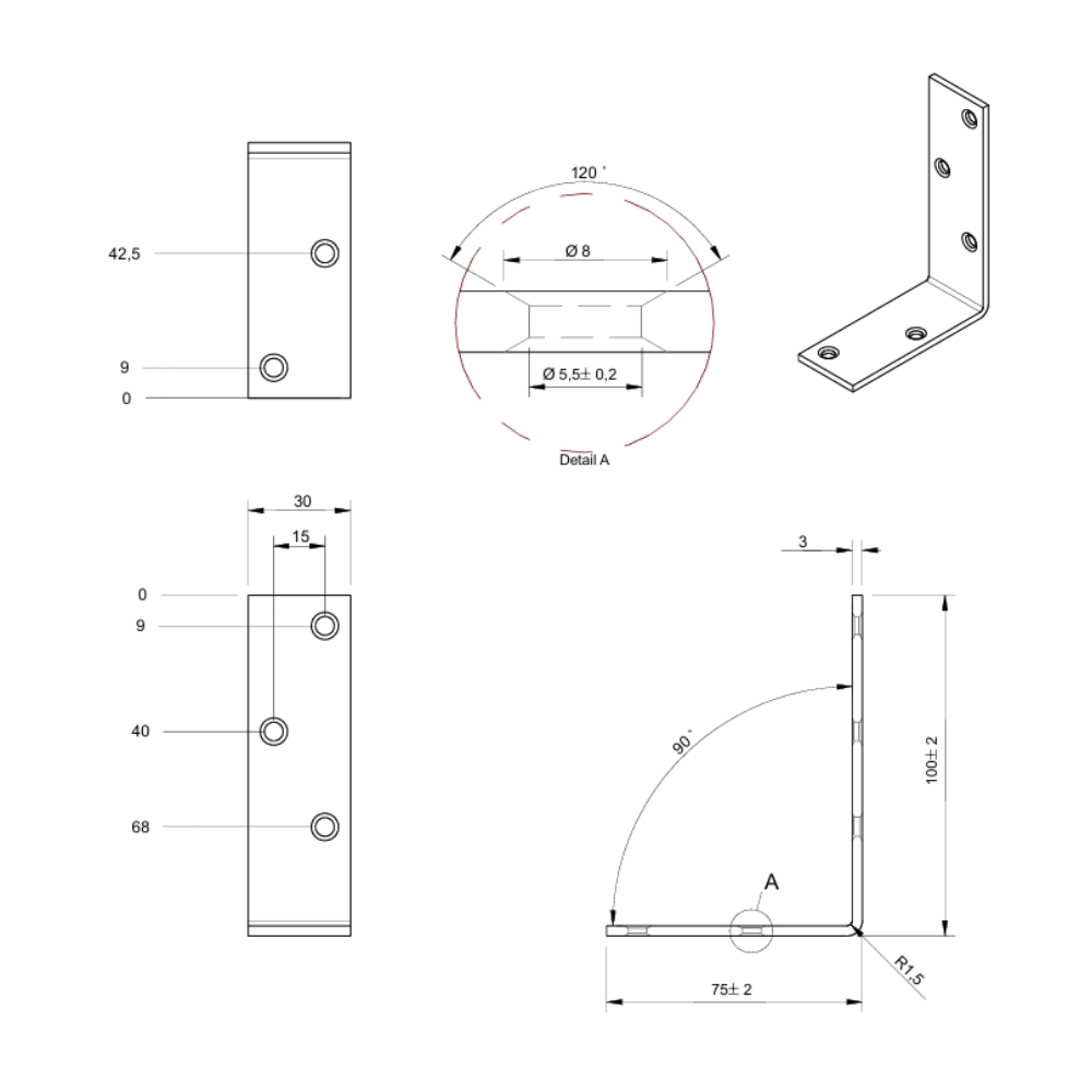 Versterkingshoek 100 x 75 x 30 mm verzinkt | FixMasters Versterkingshoek 100 x 75 x 30 mm verzinkt | FixMasters