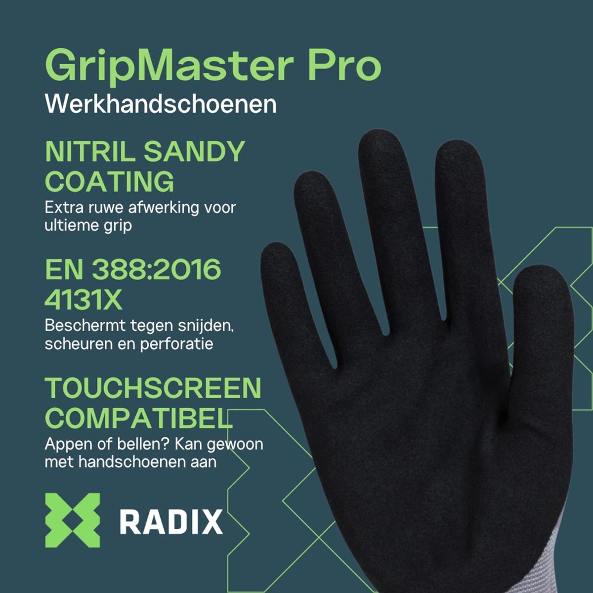 Radix gripmaster Pro werkhandschoenen nitril micro foam | FixMasters Radix gripmaster Pro werkhandschoenen nitril micro foam | FixMasters
