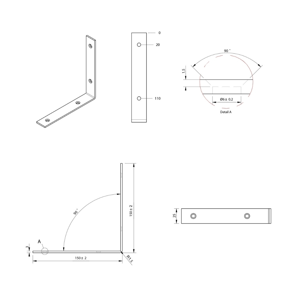 Stoelhoek 150 mm verzinkt | FixMasters Stoelhoek 150 mm verzinkt | FixMasters