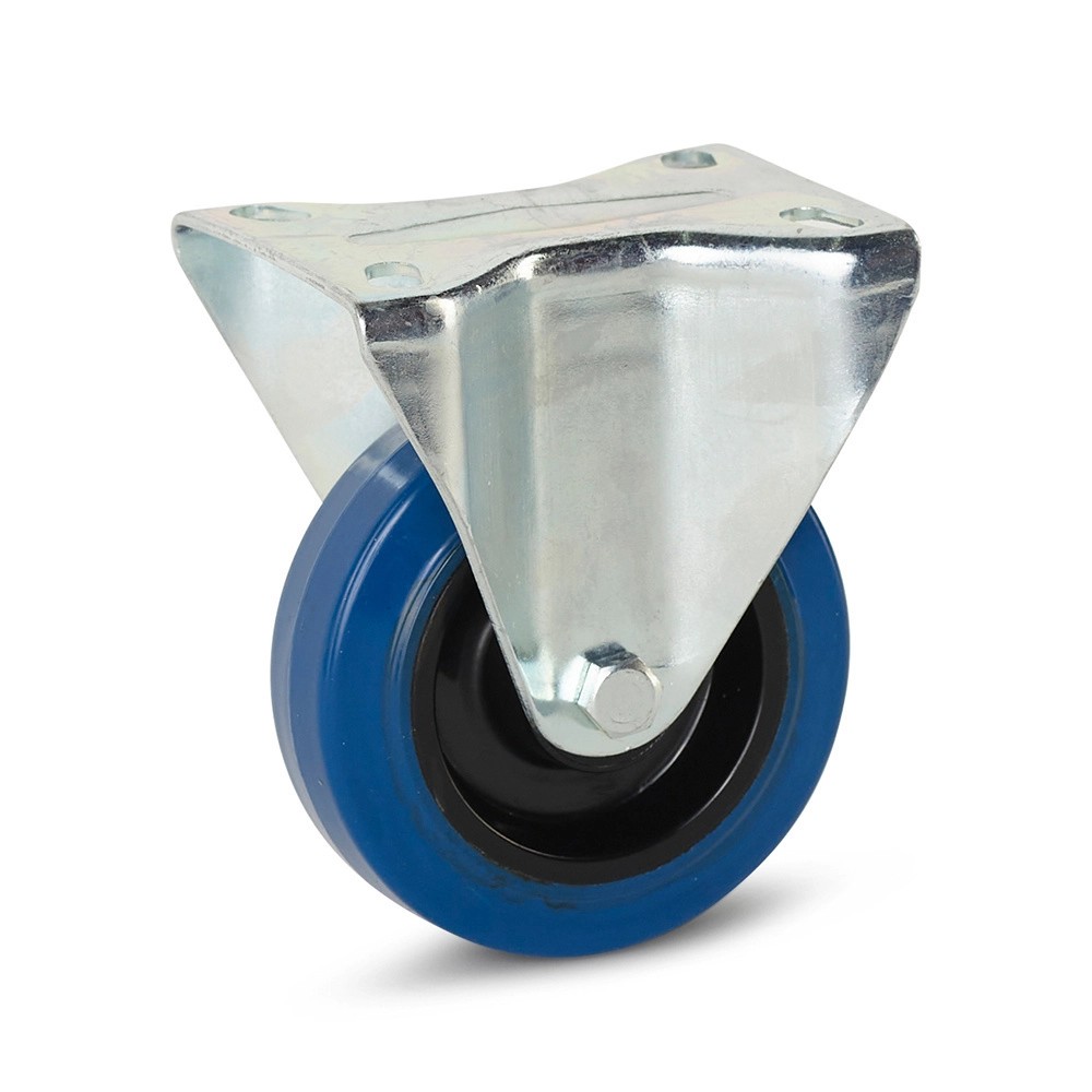 Bokwiel elastisch rubber blauw - 100mm - 100kg draagvermogen