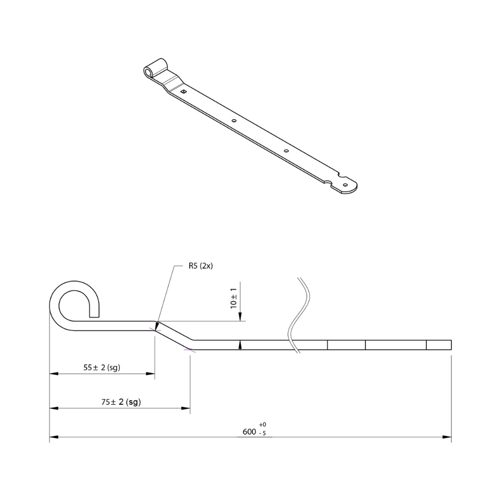 Duimheng tbv 16 mm duim 60 cm met verzet verzinkt | FixMasters
