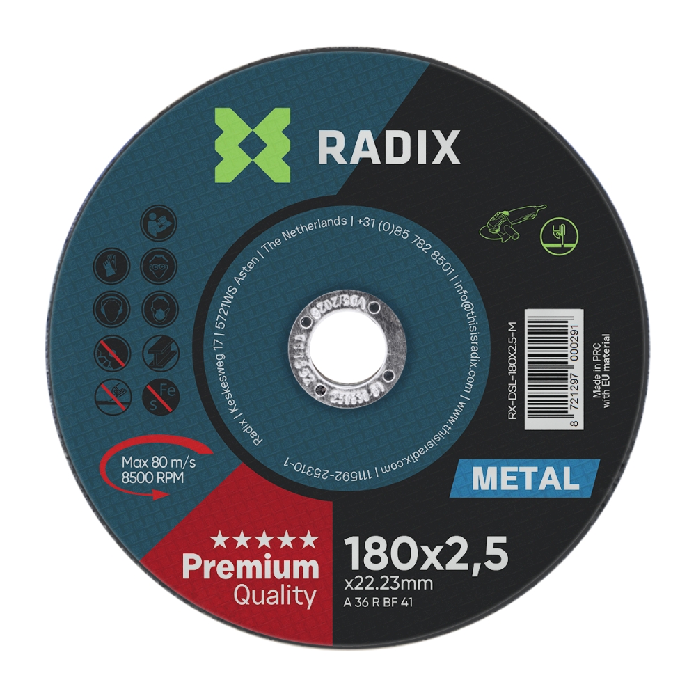 Radix - Doorslijpschijf - Metaal - 180 x 2,5 x 22,23 mm