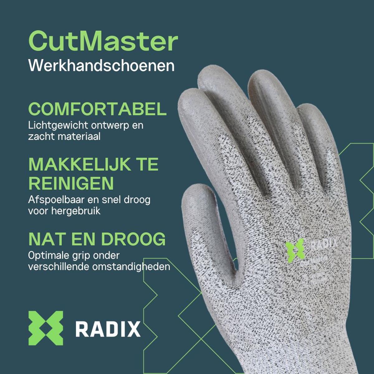 Radix cutmaster snijbestendige werkhandschoenen PU coating | FixMasters Radix cutmaster snijbestendige werkhandschoenen PU coating | FixMasters